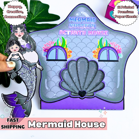 Education Activity Book | Mermaid Nursery Activity House, cutting practice, fun arts & crafts activity for kids, Holiday Unique Gifts