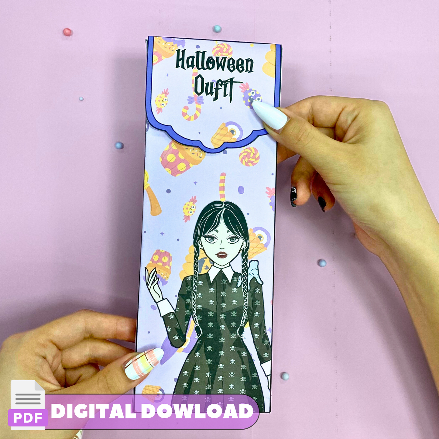 Printable Wednesday Dolls Dress up Kit 🌈 Gothic Doll Digital Template for Kids | Mystery Wardrobe, Paper Crafts DIY 🌈 Woa Doll Crafts
