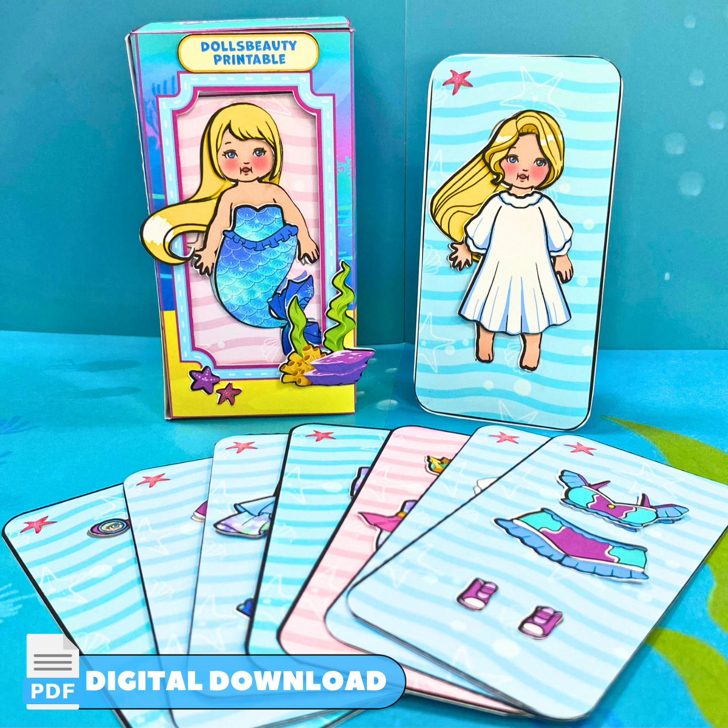 Girls Mermaid Sea Doll Box Printable | Underwater World in Barbie Box | Montessori toy printable | PDF, Instant download 🌈 Woa Doll Crafts