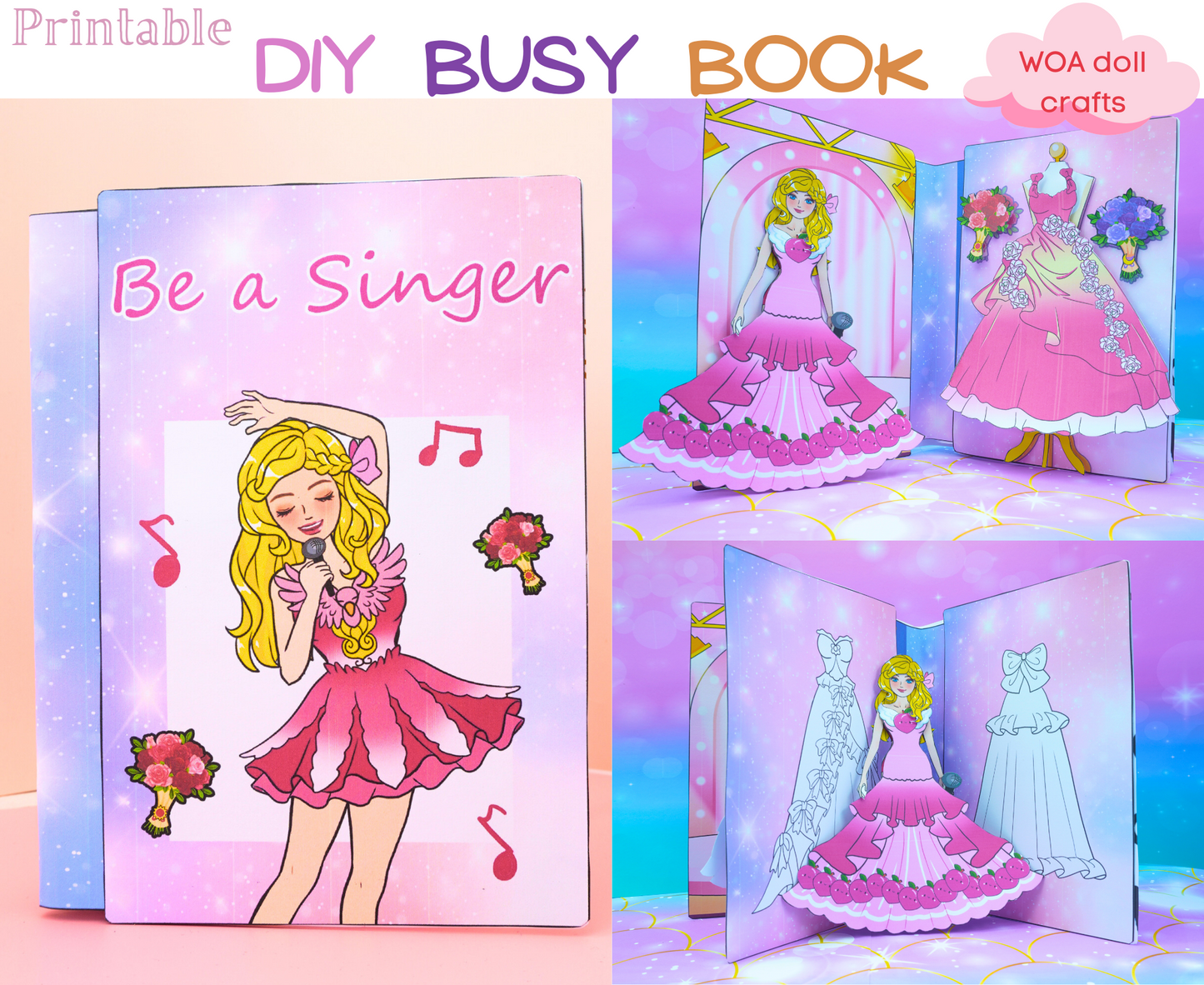 Barbie Singer Printables🎤 Gorgeous wardrobe for Barbie singer dolls | Music accessories for Barbie | Gifts for your little ones who love to sing 🎁  Woa Doll Crafts