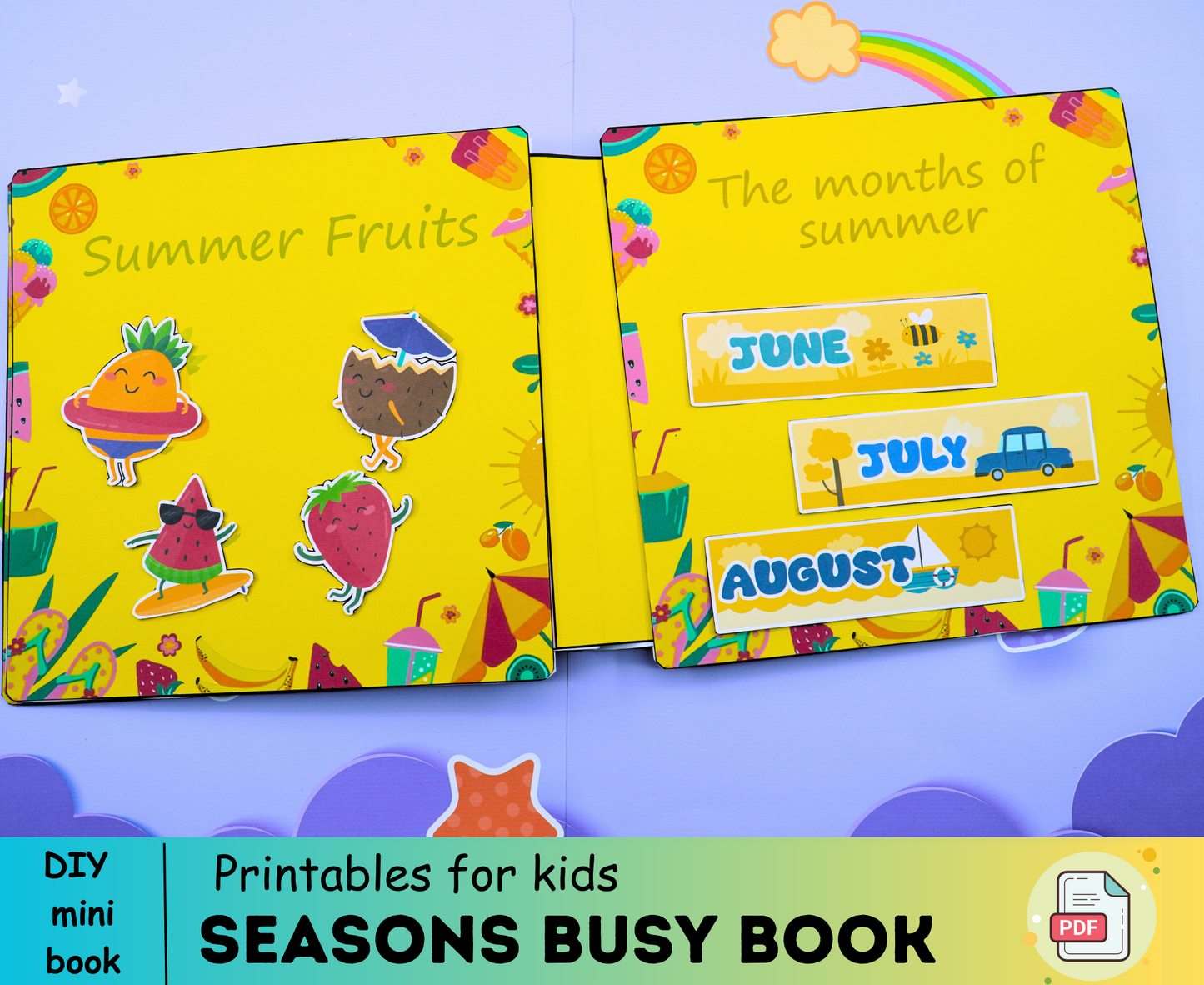 Summer Busy Book Printable 🌈 Homeschool Busy Book For Kids, Seasons Quiet Book For Preschool | DIY kit for your little one🌈 Woa Doll Crafts