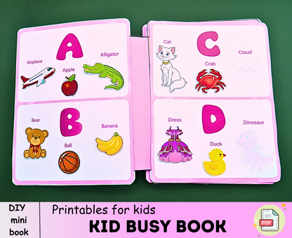 Alphabet 01 Busy Book Printable ABC Quiet Book Toddler Busy Binder Kindergarten Pre-K Preschool Homeschool Learning Binder | DIY kit for your little one🌈 Woa Doll Crafts