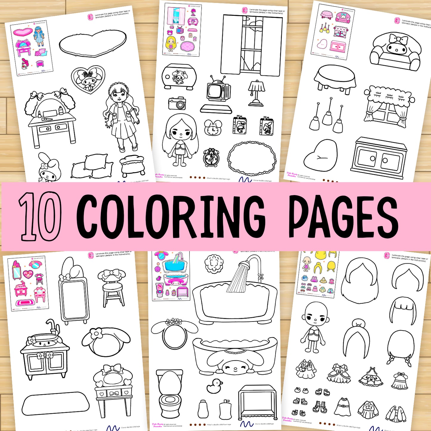 Color Toca Boca Paper Doll and Clothes 🌈 Toca Boca papercraft | 10 Coloring Pages for Toddler | Printable Paper Doll | Coloring Sheets Book | Improve Motor Skills 🌈 Woa Doll Crafts