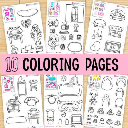 Color Toca Boca Paper Doll and Clothes 🌈 Toca Boca papercraft | 10 Coloring Pages for Toddler | Printable Paper Doll | Coloring Sheets Book | Improve Motor Skills 🌈 Woa Doll Crafts