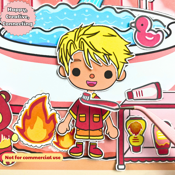 Education Activity Book | Fire and Ice Toca Boca House, Safe Paper Toy for kid, Unique Birthday Gifts, Family connection, Limit screen time, Boost creativity