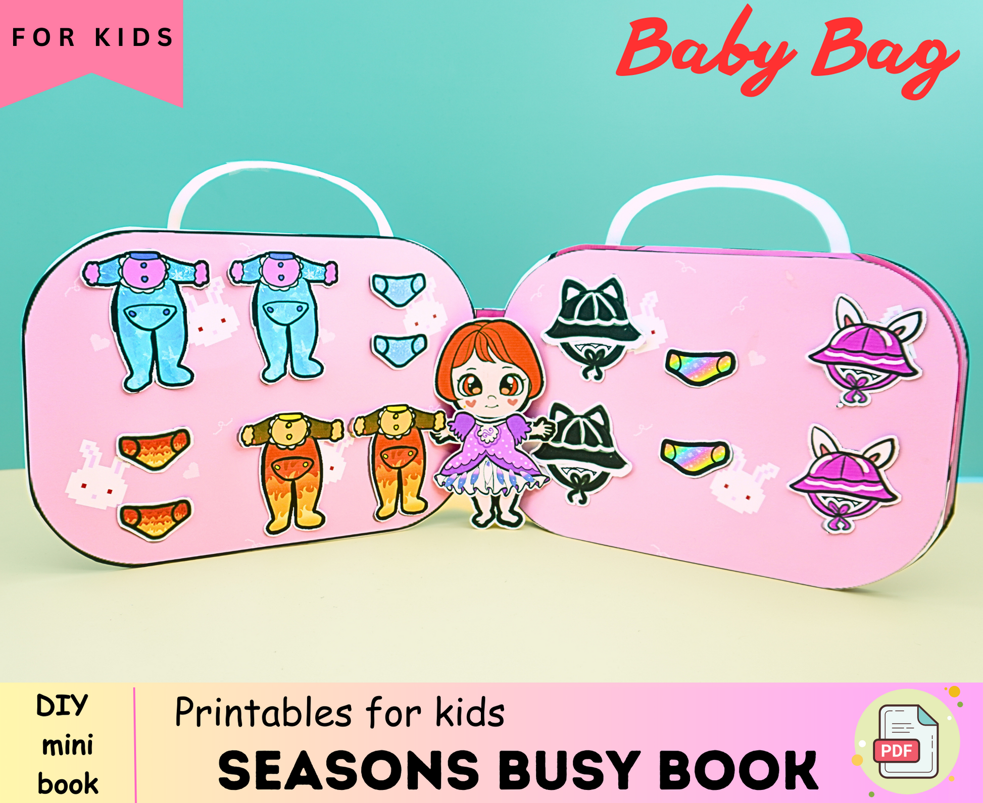 Busy Book Activities Printable Activity Book, Baby Paper Doll