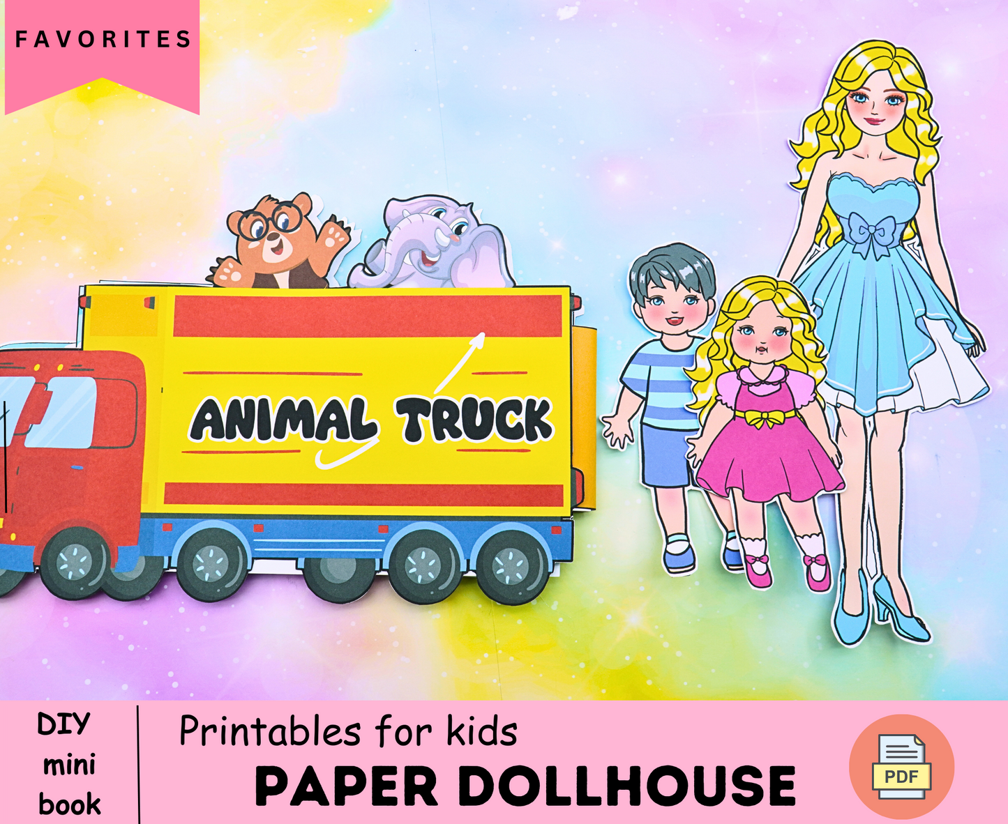 Playful Animal Trucks Toy PDF Printable 🌈Paper Toy Cars, Printable Activity Sheets, Paper Craft Kit | Montessori busy book🌈 Woa Doll Crafts