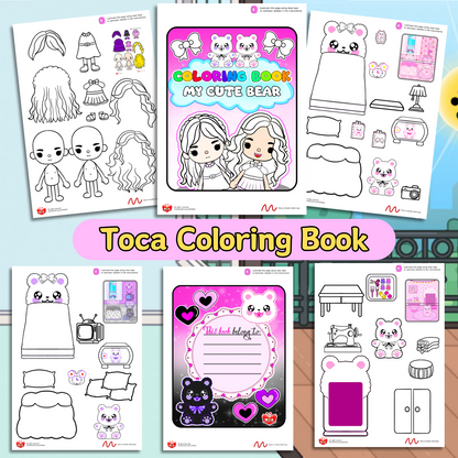 Education Activity Book | Coloring Book - Coloring Toca Boca House, Safe Paper Toy for kid, Unique Birthday Gifts, Family connection, Limit screen time, Boost creativity