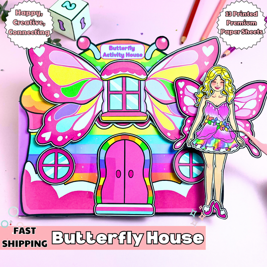 Education Activity Book | Butterfly House Paper Doll Activity Book, Paper Doll House, DIY Crafts, Perfect Gift for Girls