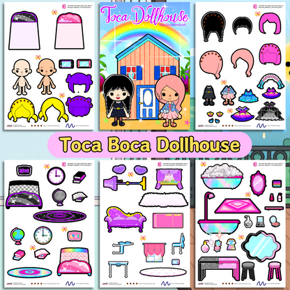 Education Activity Book | Funny Toca Boca Dollhouse, Safe Paper Toy for kid, Unique Birthday Gifts, Family connection, Limit screen time, Boost creativity