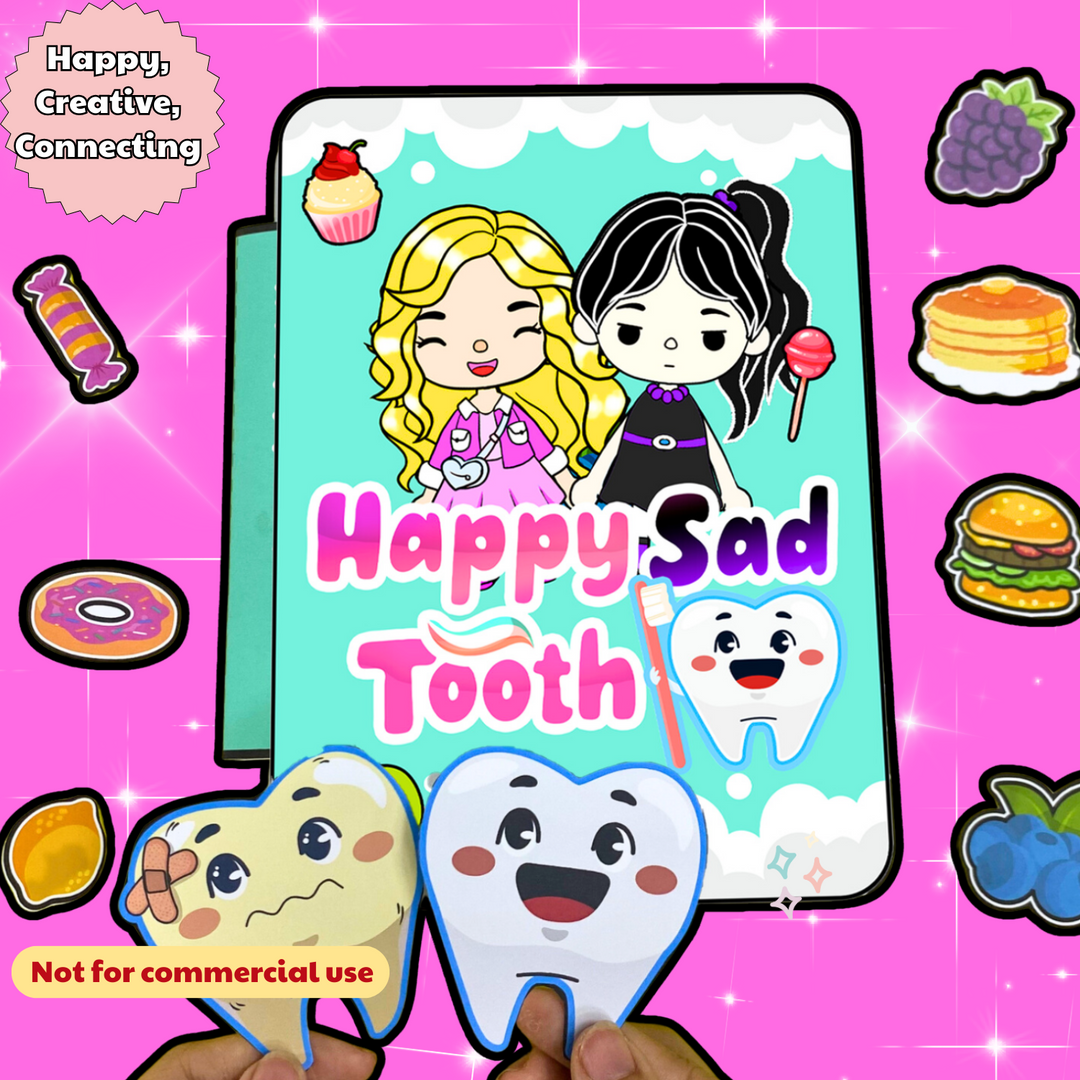 Education Activity Book | Toca Happy or Sad Tooth Care, Kids Good Habits Learning, Unique Birthday Gifts, Family connection, Limit screen time, Boost creativity