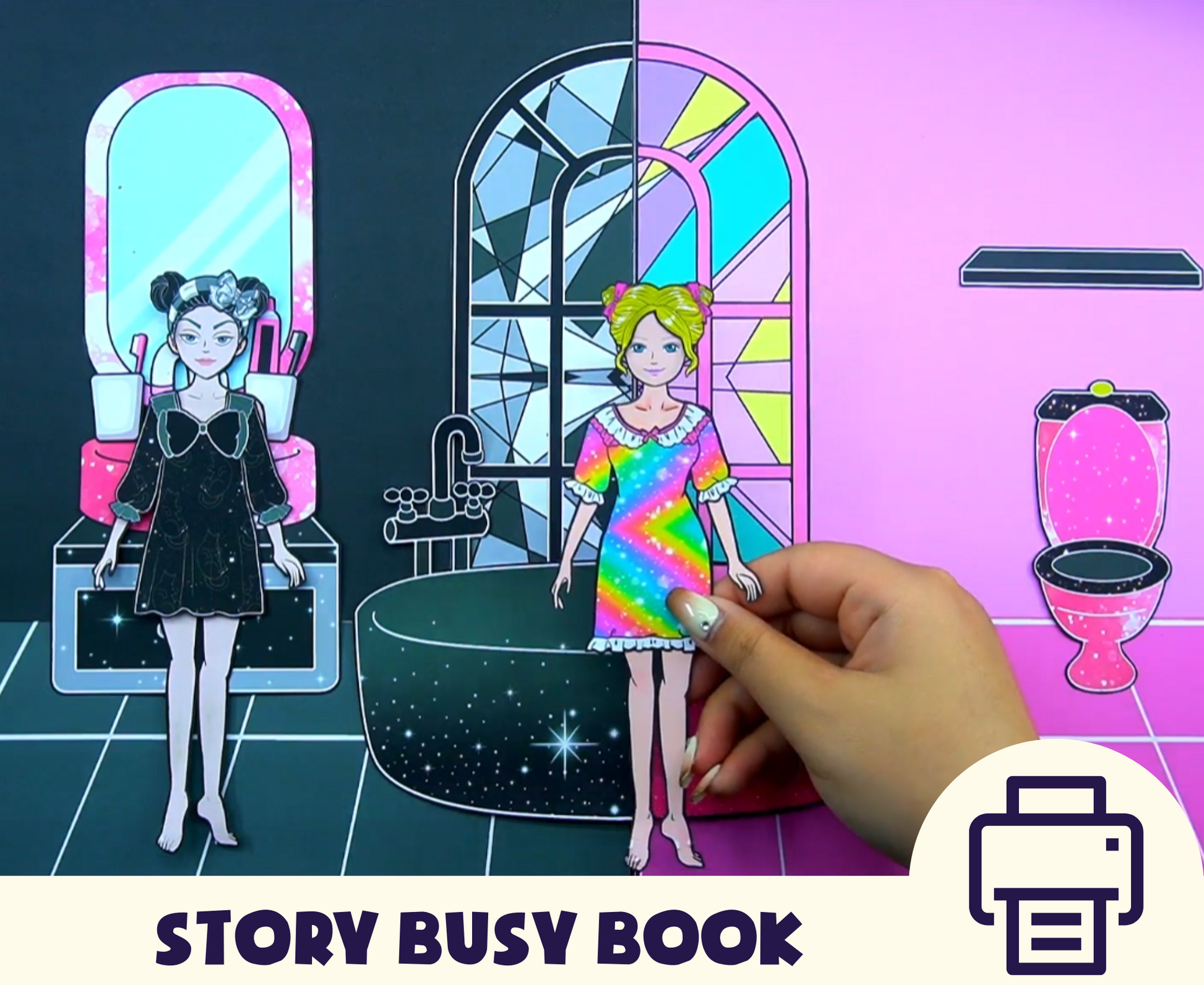 Printable Gothic Dollhouse Busy Book for Kids, PDF, Instant