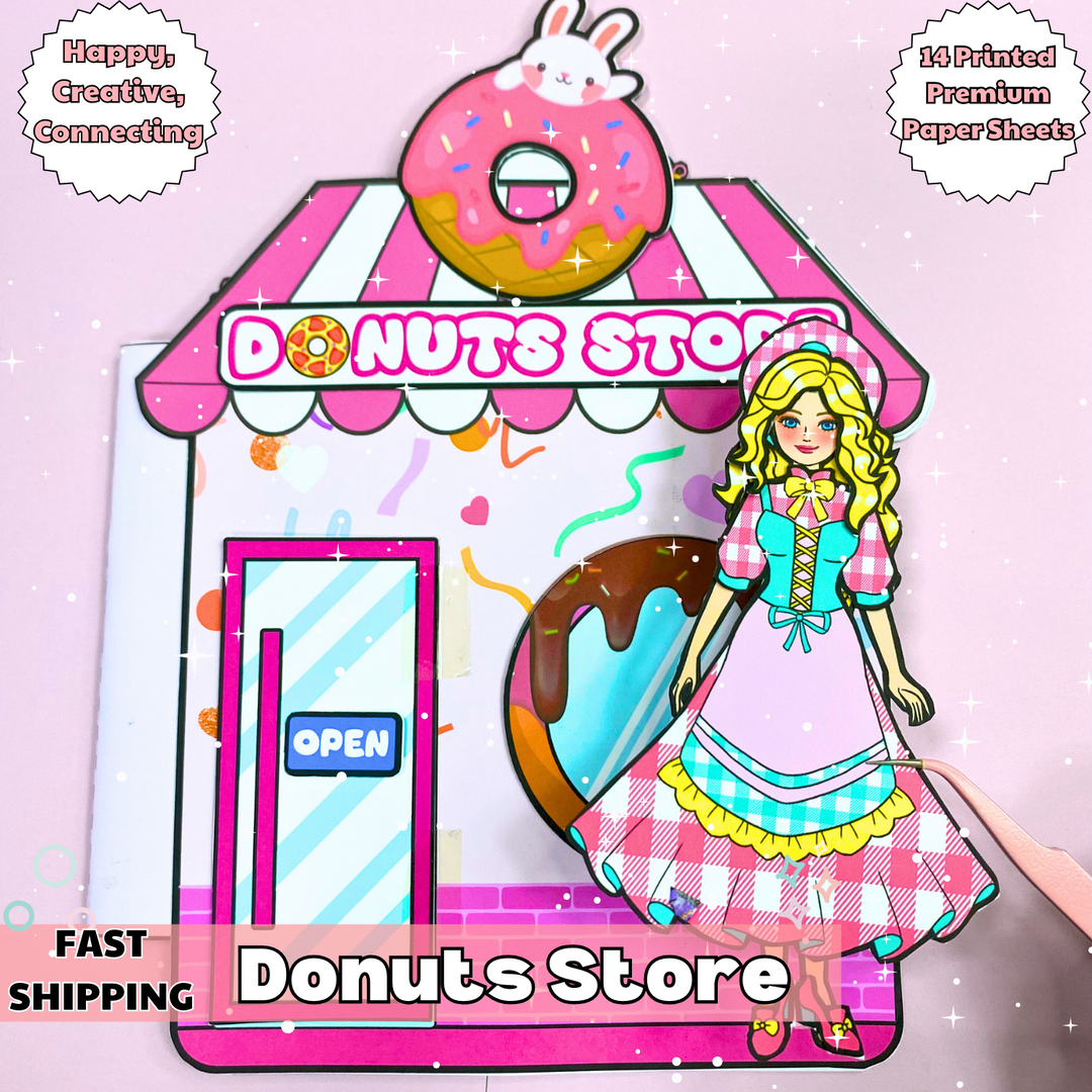 Education Activity Book | Donut Store Pretend Play | Kids Pretend Dollhouse | Dramatic Play | Preschool Activities | Homeschool | Childcare Activities