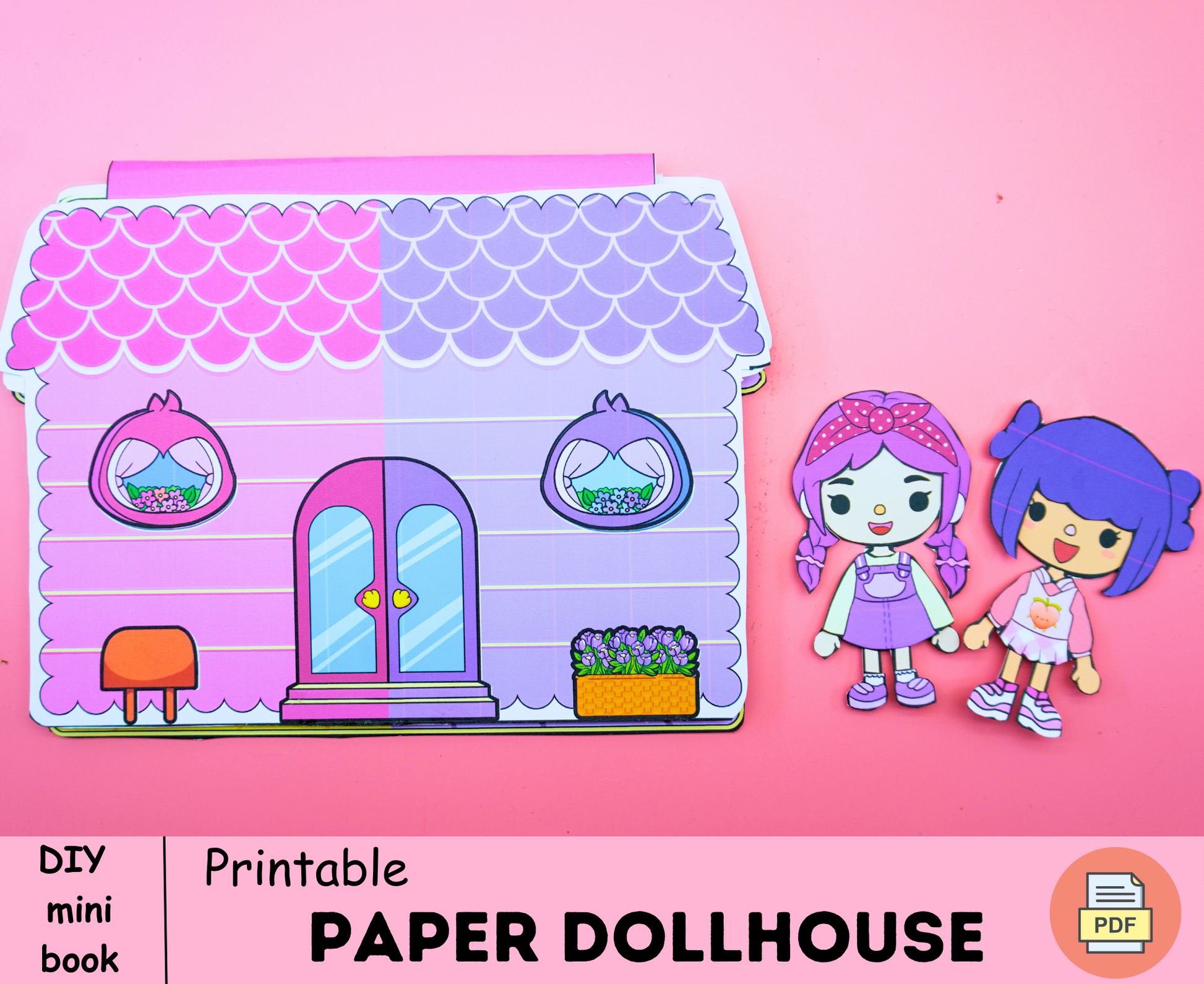 Pink and purple toca boca paper house for baby 🌸 Toca boca pre