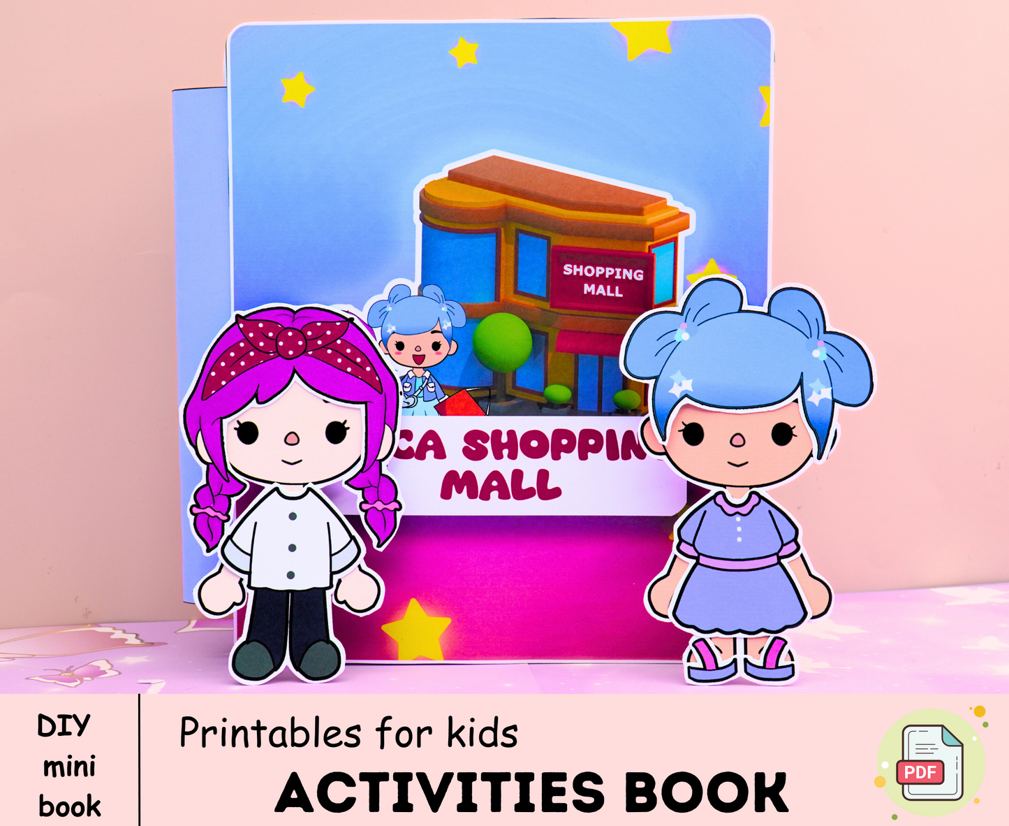 Toca Boca printable paper doll🌈 Shopping mall dress up activity quiet book | DIY doll house craft for kids activity pretend play paper doll 🌈 Woa Doll Crafts