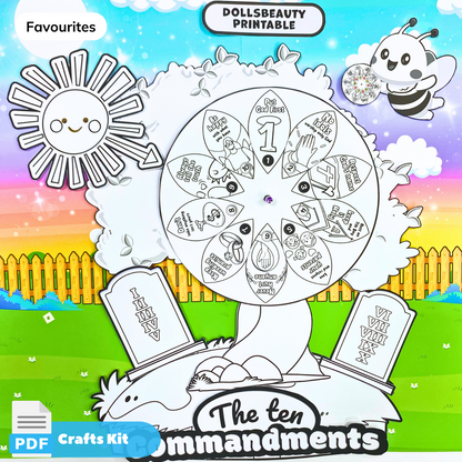 Ten Commandments Coloring Wheel, Printable Bible Activity, Kids Bible Lesson, Montessori Toys, Preschool Printable, Coloring wheel🌈 Woa Doll Crafts