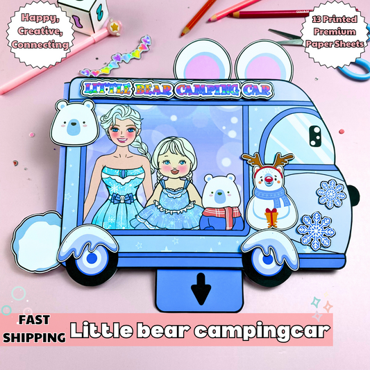 Education Activity Book | Little Bear Camping Car, Fun Paper Toy for kid, Unique Birthday Gifts, Family connection, Limit screen time, Boost creativity