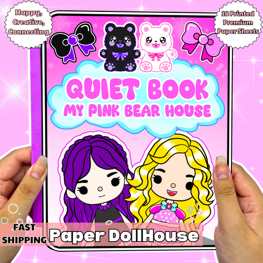 Education Activity Book | My Pink Bear Toca House - Safe Paper Toy for kid, Unique Birthday Gifts, Family connection, Limit screen time, Boost creativity