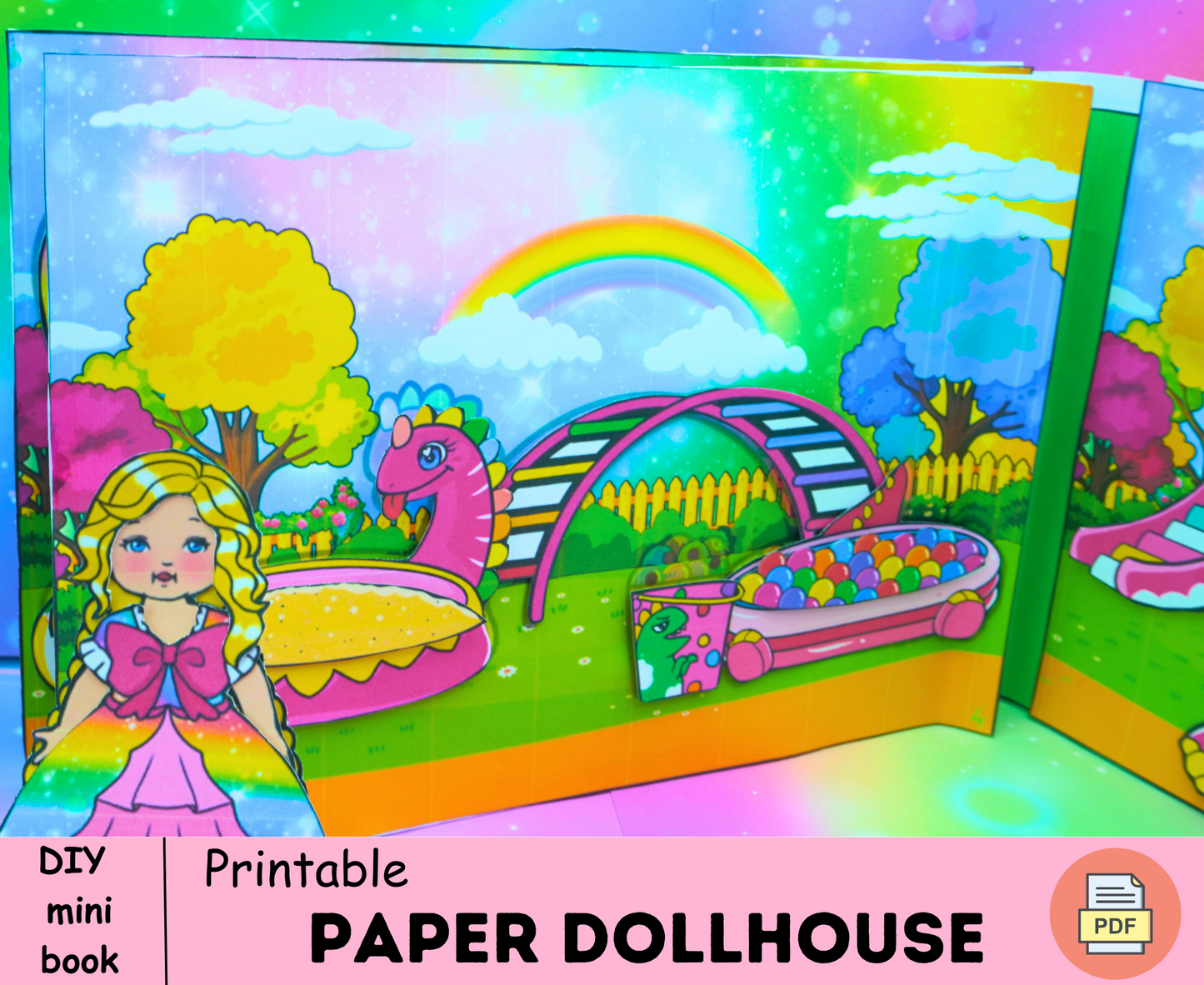 Barbie dinosaur park printables 🦖 DIY kit for your little one - Paper doll house - Activity book for kids 🦖 Woa Doll Crafts