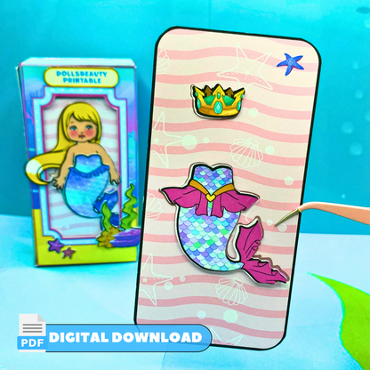 Girls Mermaid Sea Doll Box Printable | Underwater World in Barbie Box | Montessori toy printable | PDF, Instant download 🌈 Woa Doll Crafts