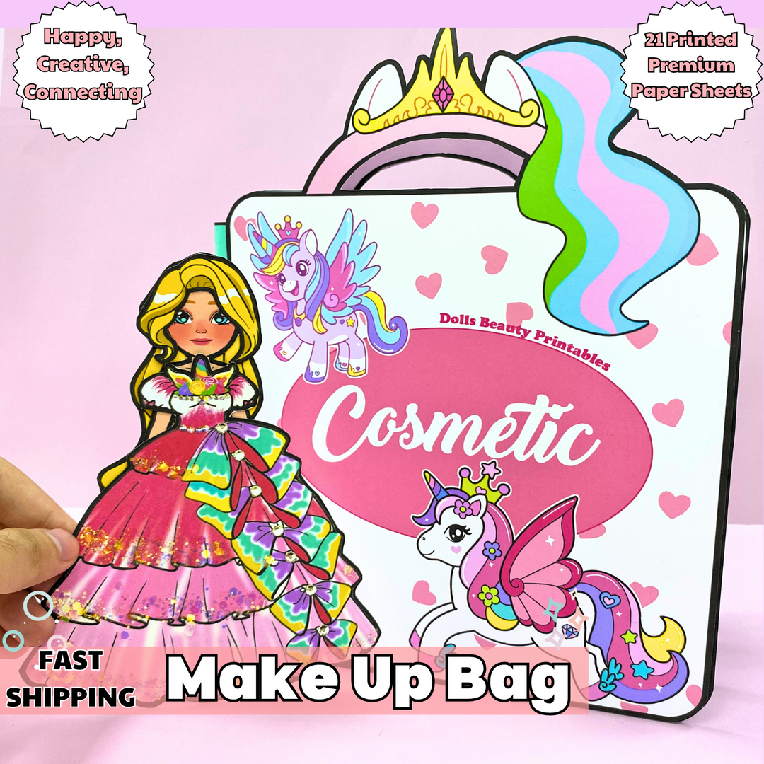 Education Activity Book | Paper Make up bag for kids - Paper doll - Paper Crafts for Kids - DIY Unique Holiday Gift for kids - DIY crafts