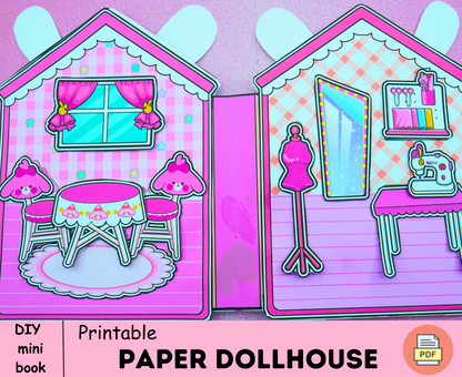 Pinky printable mini paper DOLLSHOUSE kit 🌈 Ken and Barbie cute rabbit dollhouse 🌈 Woa Doll Crafts