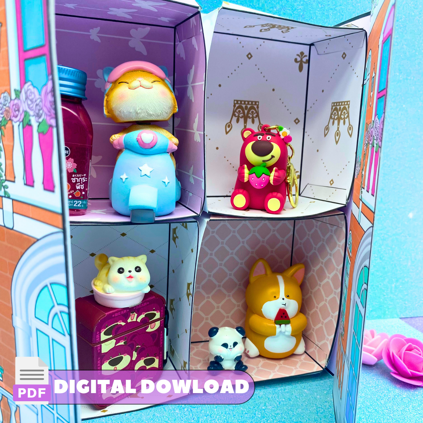 Vintage Royal Doll House Box - Build 3D Printable Dollhouse Kit 🌈 Pop Up House | Printable Toys | A4 DIY | Crafting | Instant Download 🌈 Woa Doll Crafts