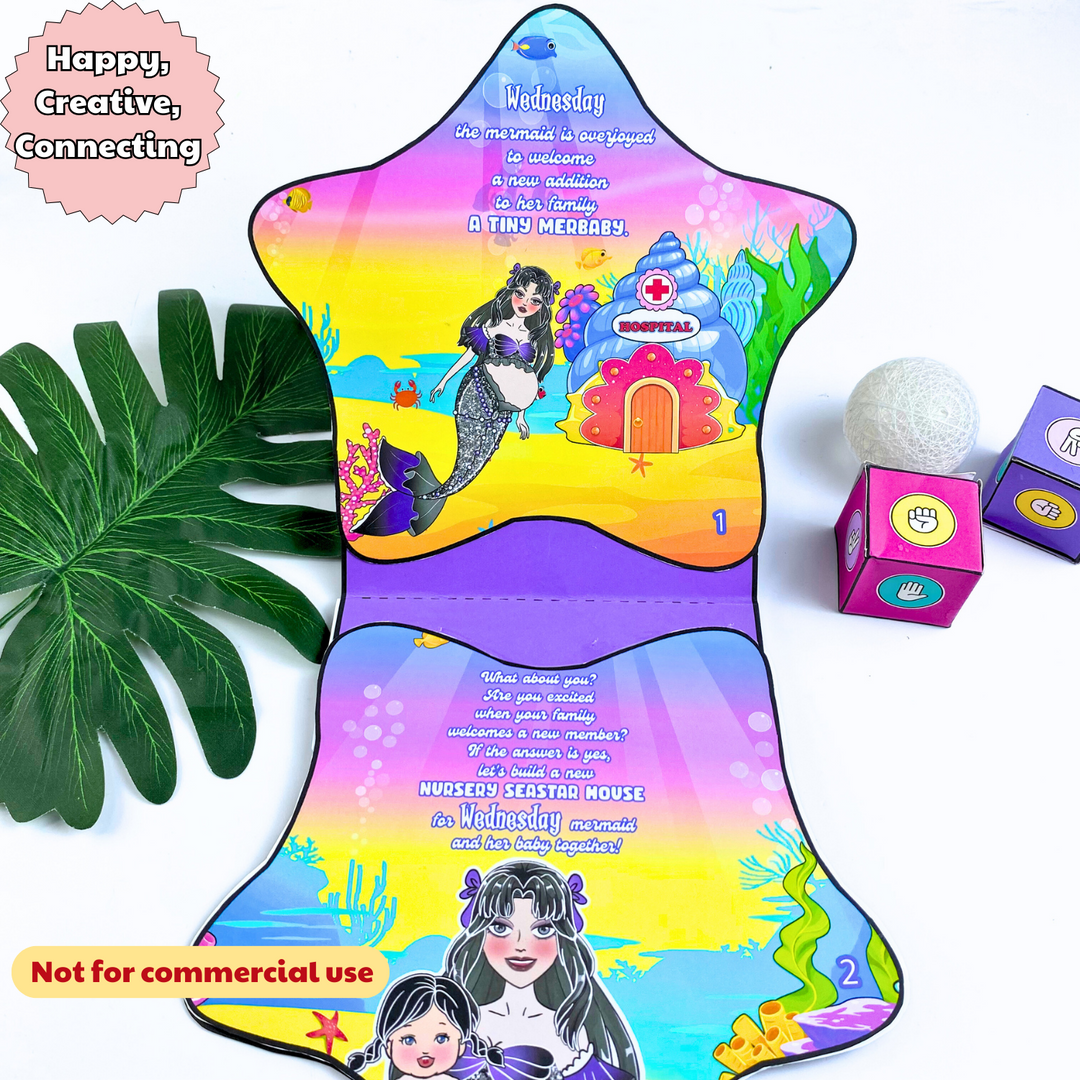 Education Activity Book | Mermaid Nursery Activity House, cutting practice, fun arts & crafts activity for kids, Holiday Unique Gifts