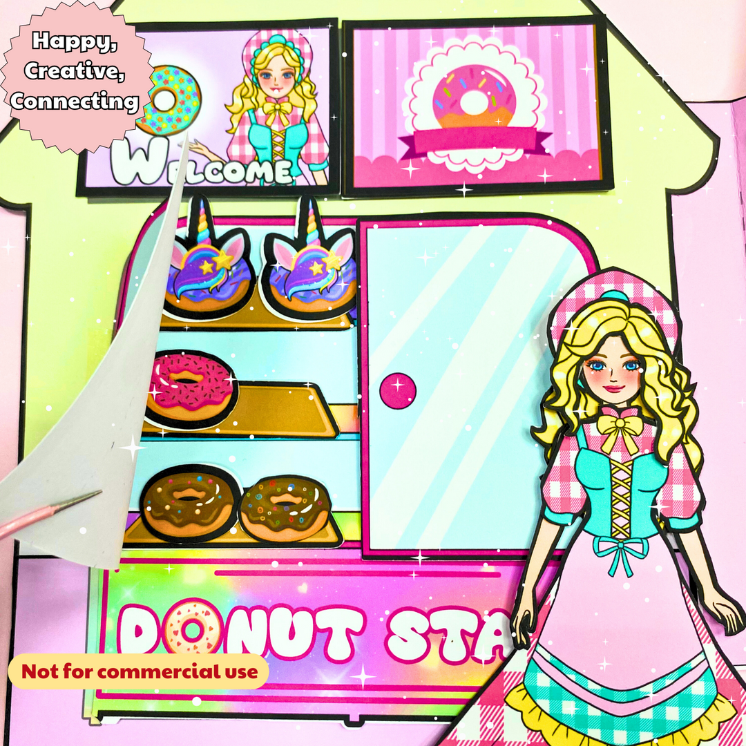 Education Activity Book | Donut Store Pretend Play | Kids Pretend Dollhouse | Dramatic Play | Preschool Activities | Homeschool | Childcare Activities