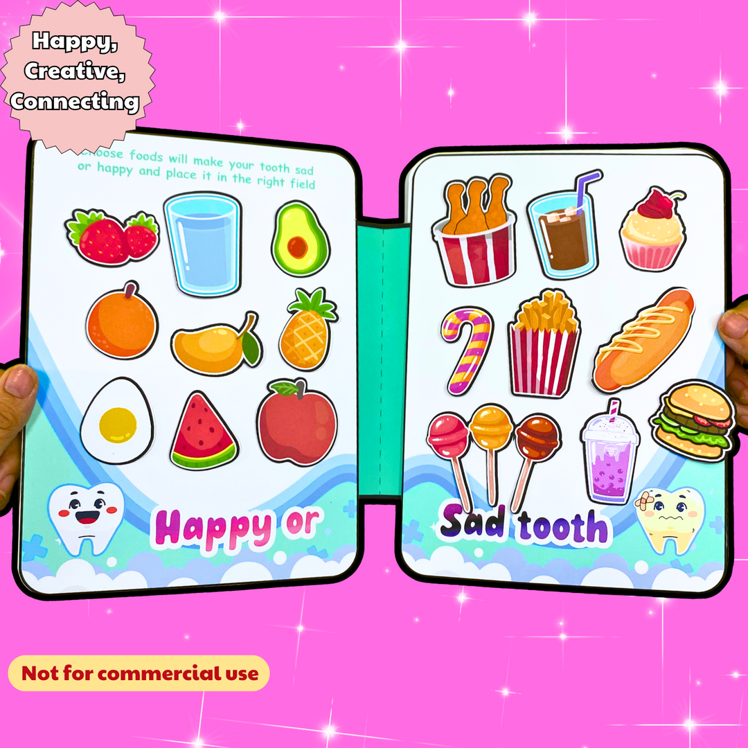 Education Activity Book | Toca Happy or Sad Tooth Care, Kids Good Habits Learning, Unique Birthday Gifts, Family connection, Limit screen time, Boost creativity