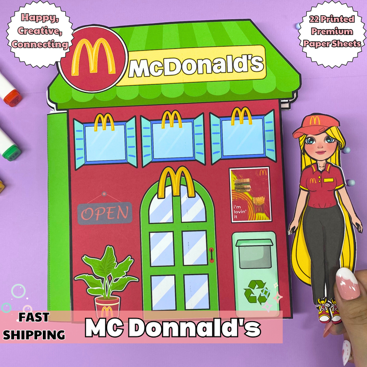 Education Activity Book | Mini McDonald Shop | DIY busy book | Handmade shopping activity book| Job busy book | Career busy book