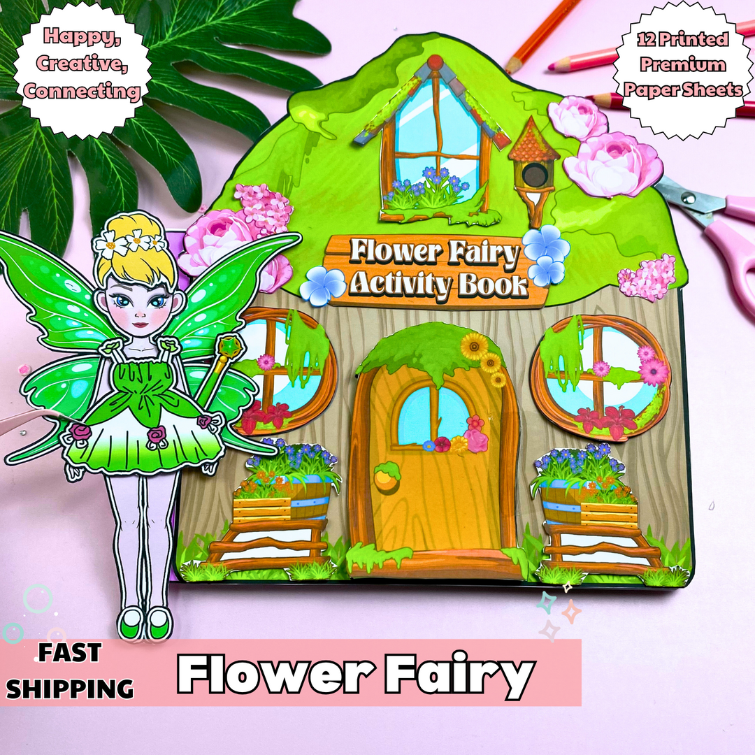 Education Activity Book | Flower Fairy Paper Doll House, Perfect Gift for Girls, Birthday Gift for Kids, Montessori Toys