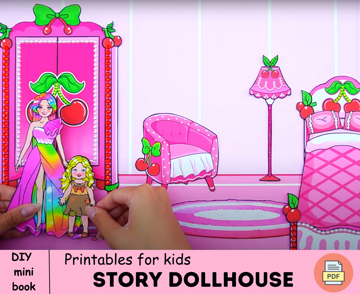 Cherry story book for kids 🌈 Story paper dollhouse printable | DIY busy book for toddler | Activity book for kids 🌈 Woa Doll Crafts