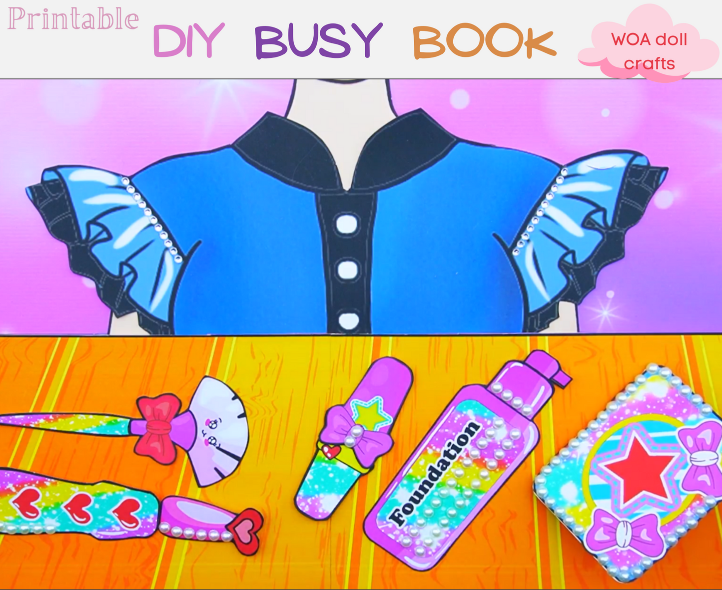 Pretty witch makeup kit printables 🌙 DIY kit for your little one - Paper doll house - Activity book for kids 🌙 Woa Doll Crafts