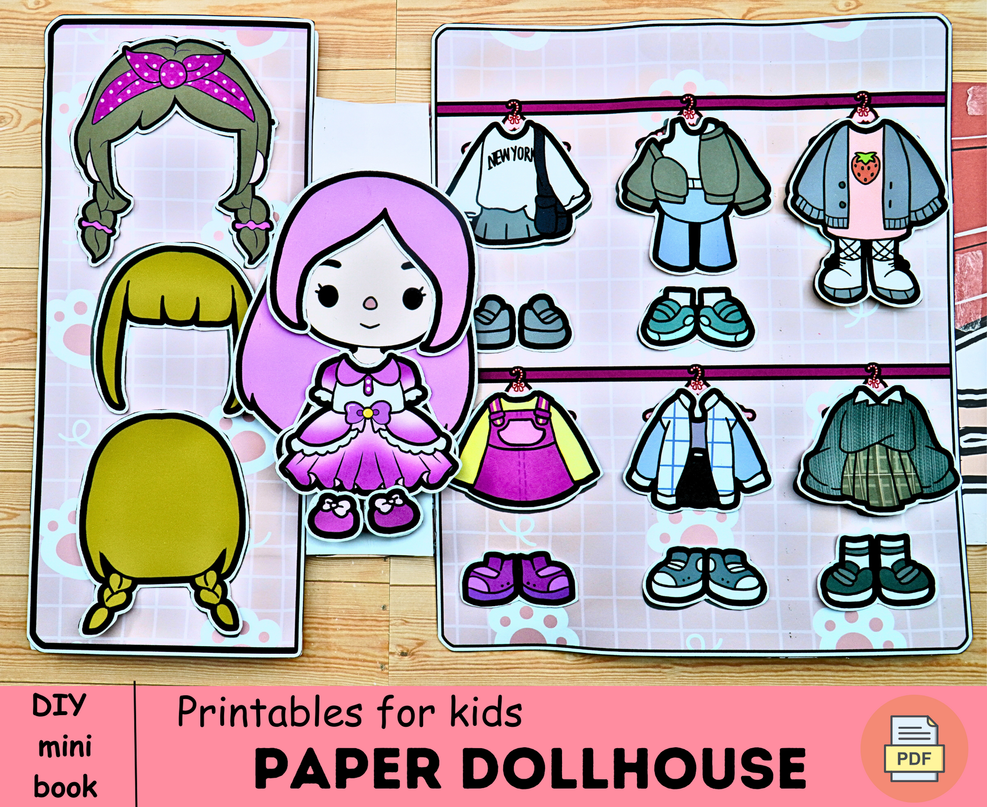 Printable Toca Boca Paper Doll and Clothes Activities for Kids Paper Crafts  for Kids Instant Digital Download 