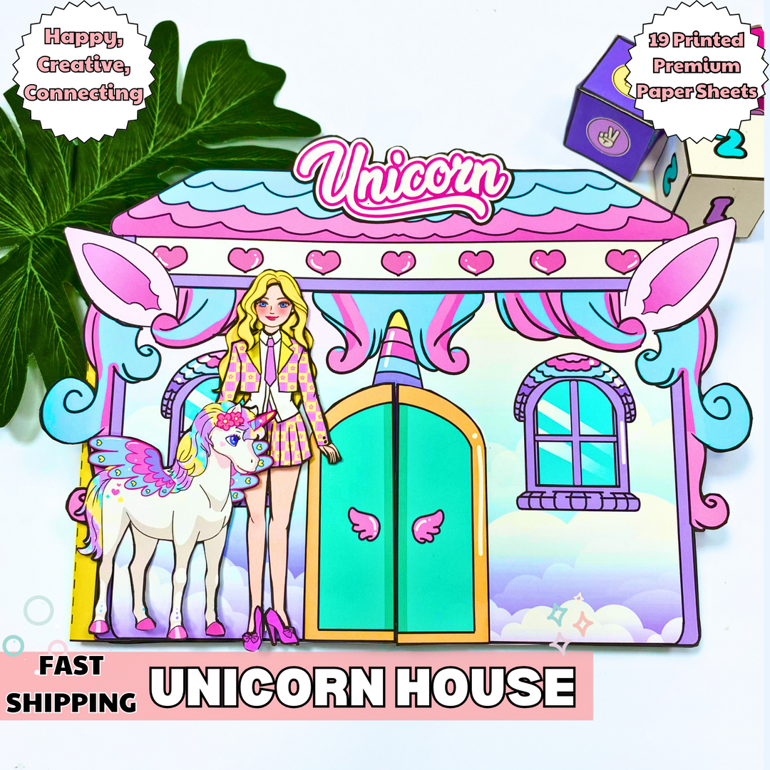 Education Activity Book | Unicorn Funny story Doll house , Story Acitivity Book for toddlers, Busy book for kids