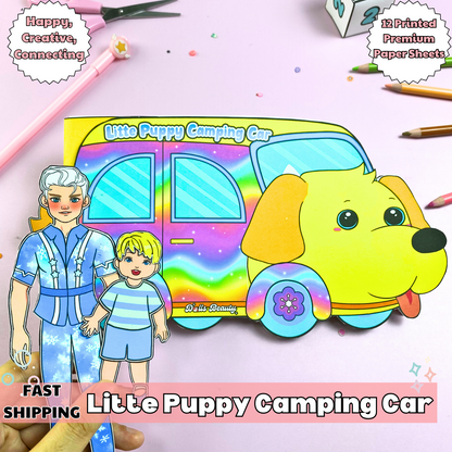 Education Activity Book | Puppy Camping Car - Fun Paper Toy for kid, Unique Birthday Gifts, Family connection, Limit screen time, Boost creativity