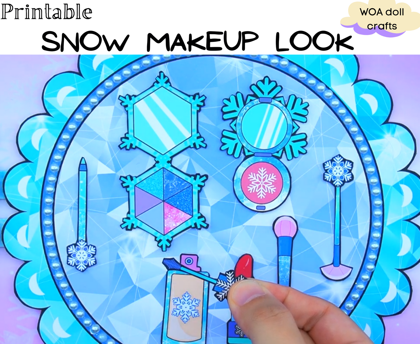 Snow makeup look printable ❄️ DIY kit for your little one - Paper doll house - Activity book for kids ❄️ Woa Doll Crafts