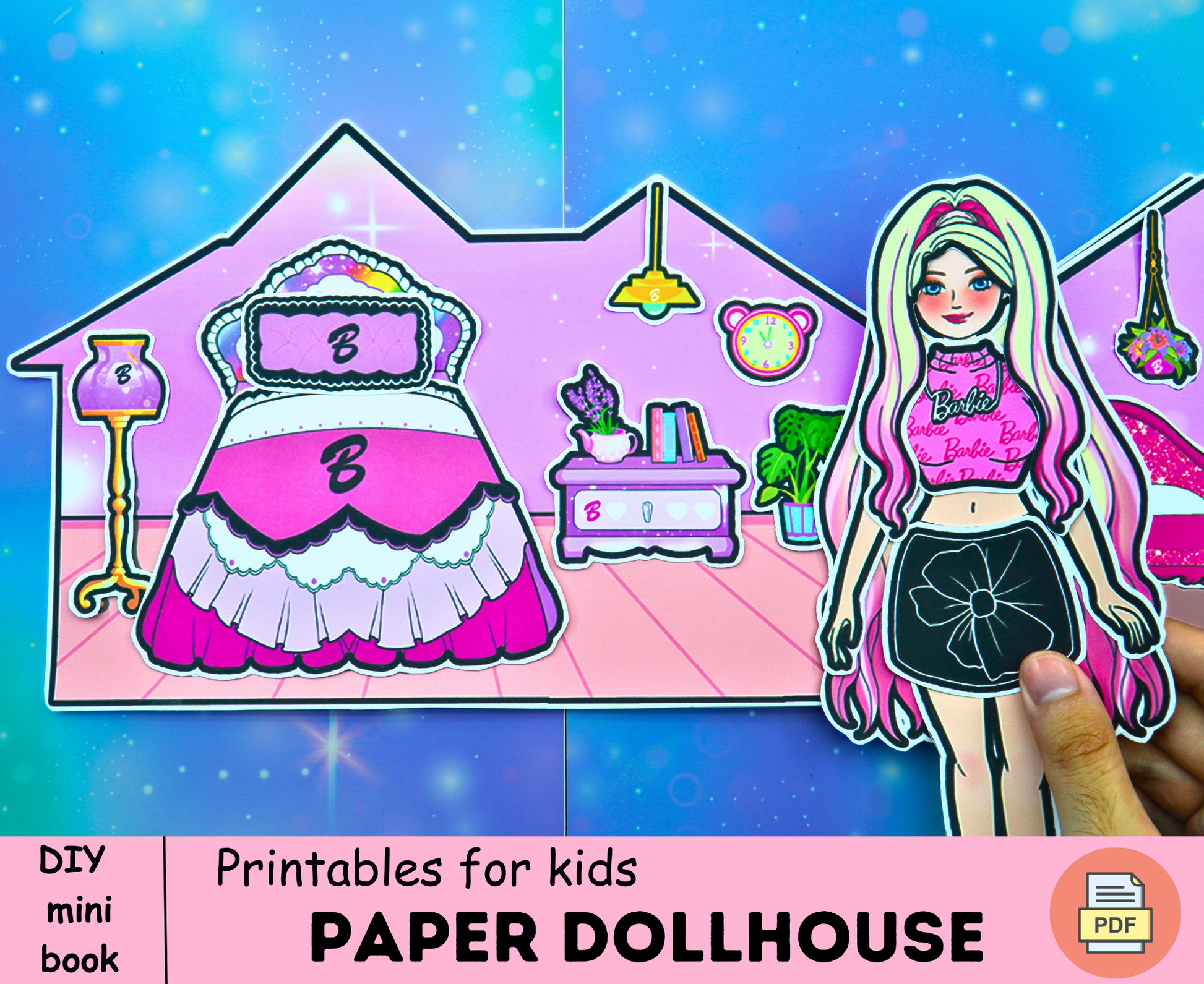 🏠🚗👩👨👶SIMPLE DOLLHOUSE OF PAPER FOR KIDS HANDMADE FOR PAPER DOLLS 