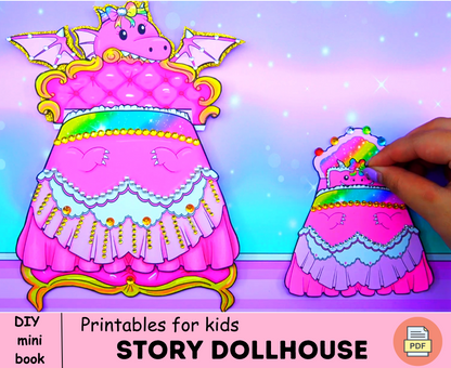 Story about dragon dollhouse printables 🌈 handmade activity book for kids | Animal paper busy book to print 🌈 Woa Doll Crafts