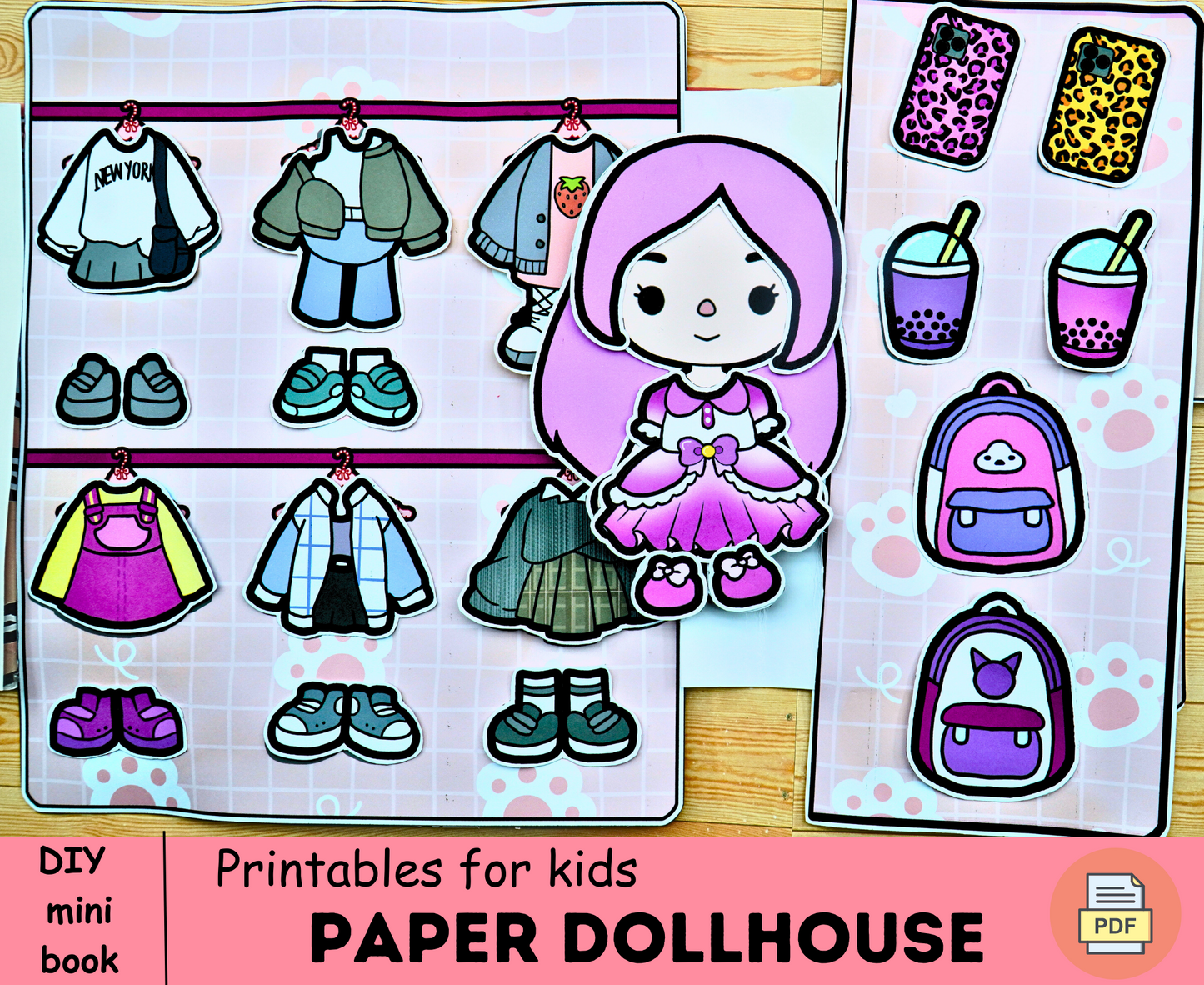 Toca Boca paper doll clothes printables🌈 Printable Paper Dolls Dress up Kit | Dreamy Wardrobe | Paper Crafts DIY | Instant Download 🌈 Woa Doll Crafts