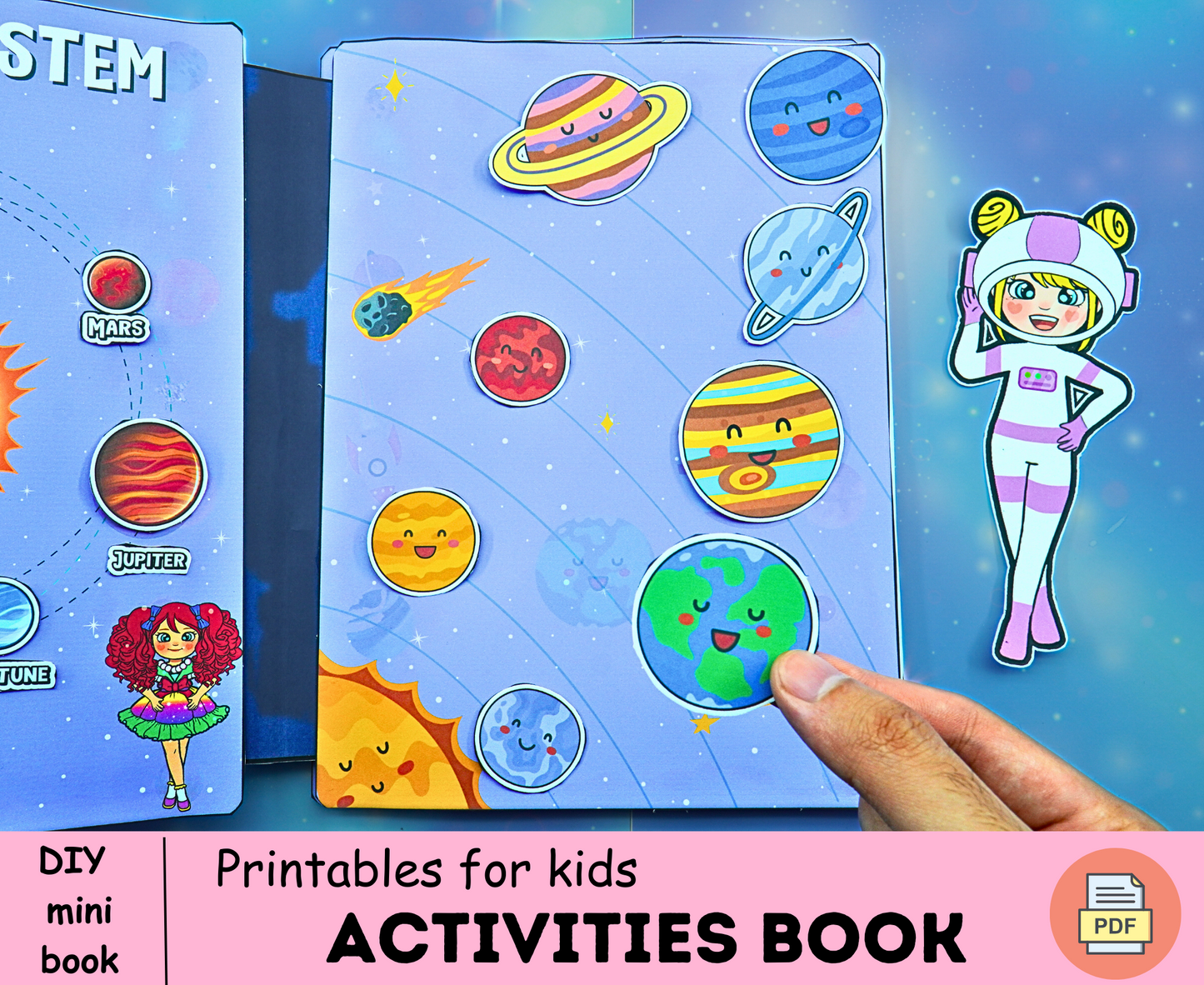 Solar System Busy Book Outer Space Learning Binder Personalized Space Book Printable Preschool Worksheets Flash Cards Homeschool Resources 🌈 Woa Doll Crafts