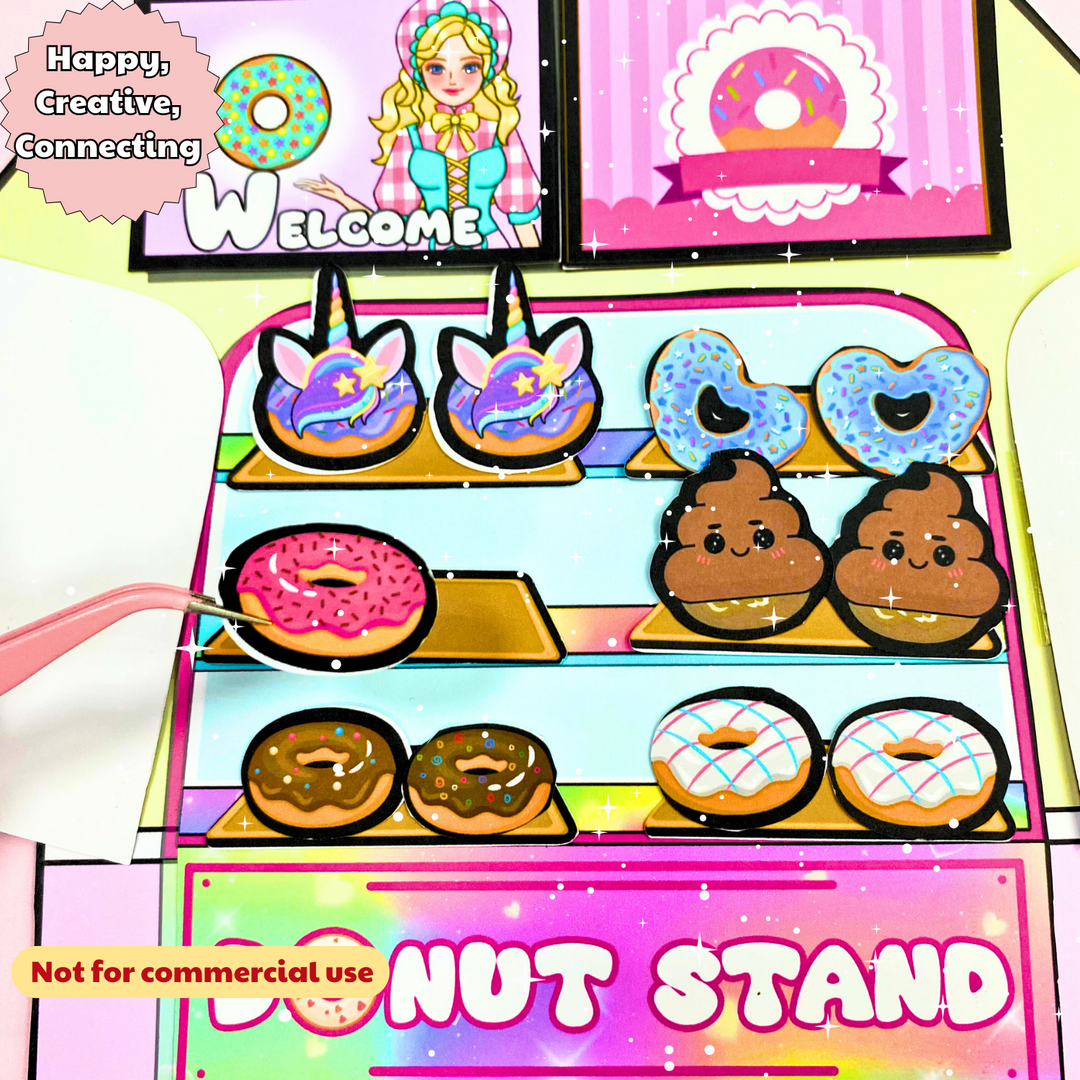 Education Activity Book | Donut Store Pretend Play | Kids Pretend Dollhouse | Dramatic Play | Preschool Activities | Homeschool | Childcare Activities