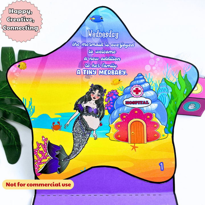 Education Activity Book | Mermaid Nursery Activity House, cutting practice, fun arts & crafts activity for kids, Holiday Unique Gifts