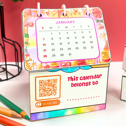 USA, Free Shipping 2024 Princess Desk Calendar, Funny 5" x 7" Princess Monthly Desktop Calendar with Paper Doll House, Kid Christmas Gifts
