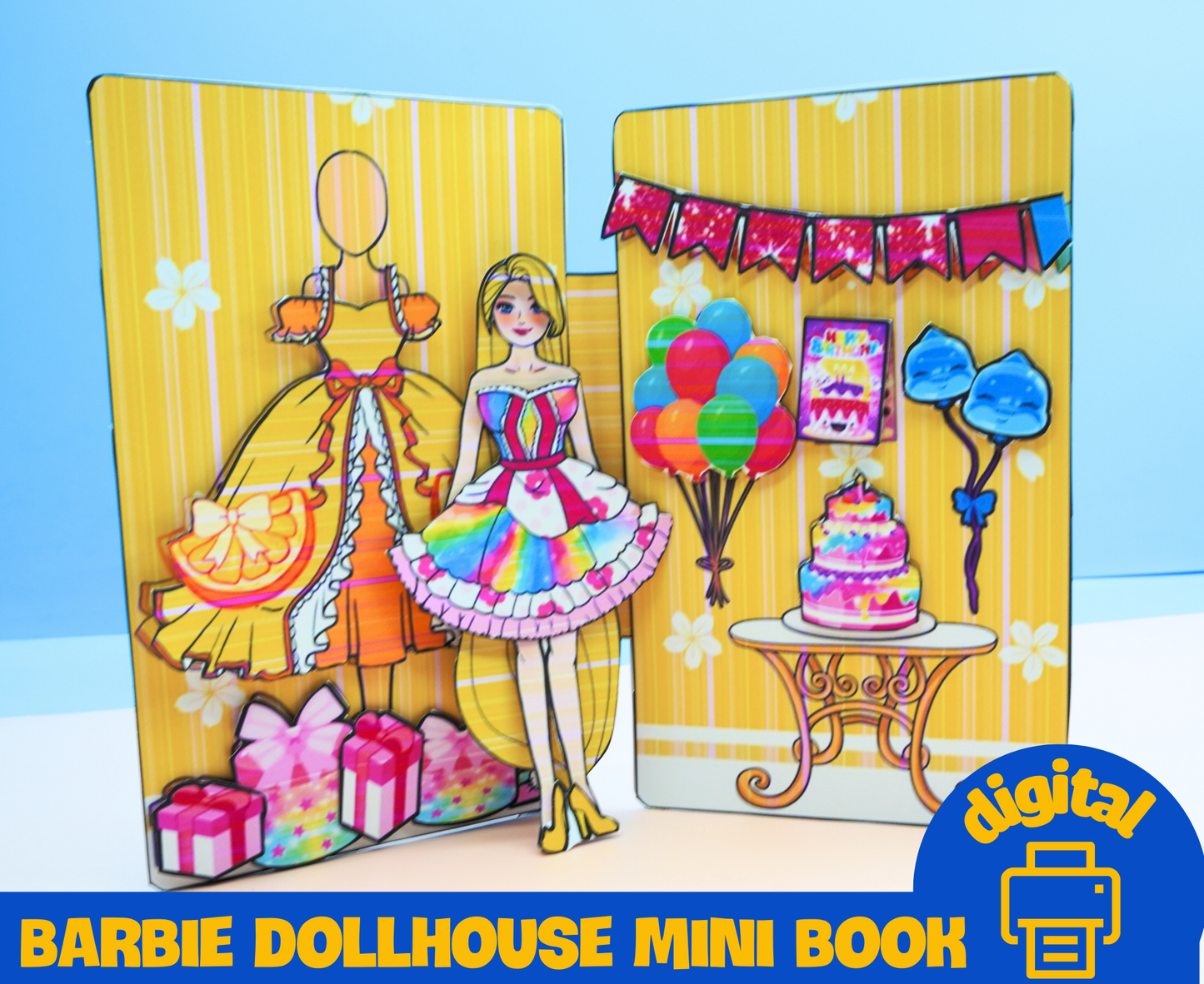 Barbie Birthday party printables🎂 Yellow birthday party toddler Activity book printables | Barbie doll clothes | Gifts for mom birthday 🎂Woa Doll Crafts