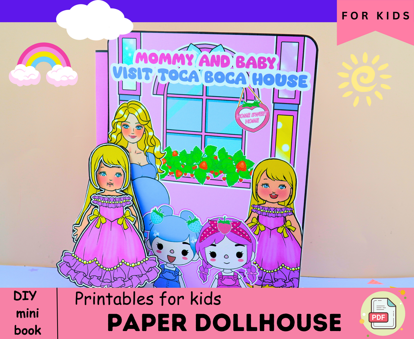 Barbie mommy and daughter visit Toca boca dollhouse printables | Activities book for todller to print 🌈 Woa Doll Crafts