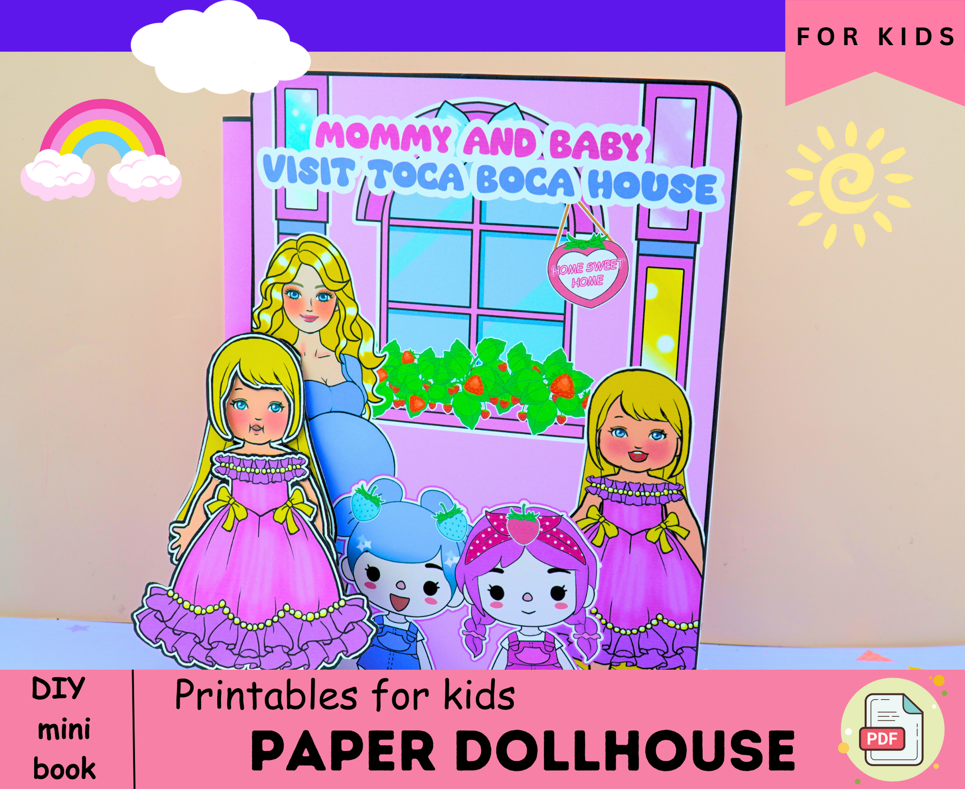 Toca boca dollhouse busy book toddler🌈Toca boca paper doll printable |  Paper dollhouse folding printed | DIY paper kit print for kids 🌈 Woa Doll