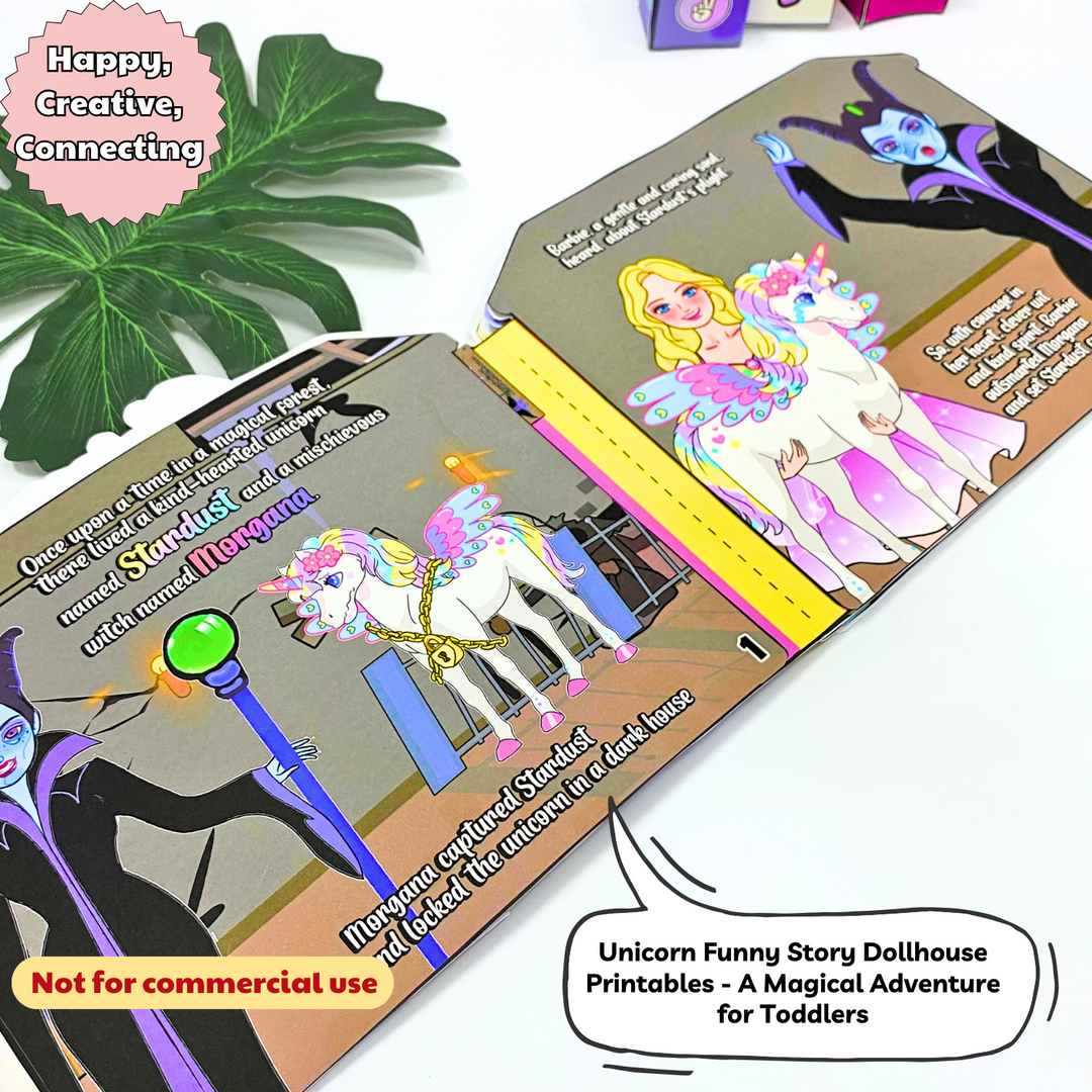 Education Activity Book | Unicorn Funny story Doll house , Story Acitivity Book for toddlers, Busy book for kids