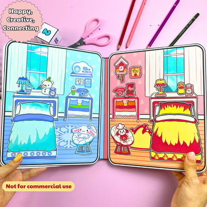 Education Activity Book | Fire and Ice Toca Boca House, Safe Paper Toy for kid, Unique Birthday Gifts, Family connection, Limit screen time, Boost creativity